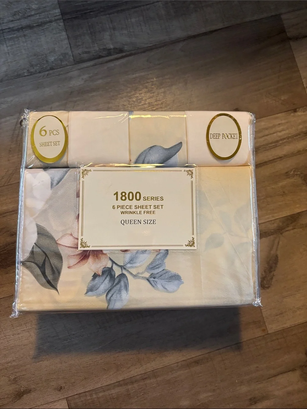 1800 Series Queen 6-Piece Sheet Set – Cream Floral
